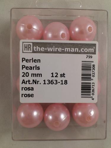 Perles rose 20 mm. 12 p.